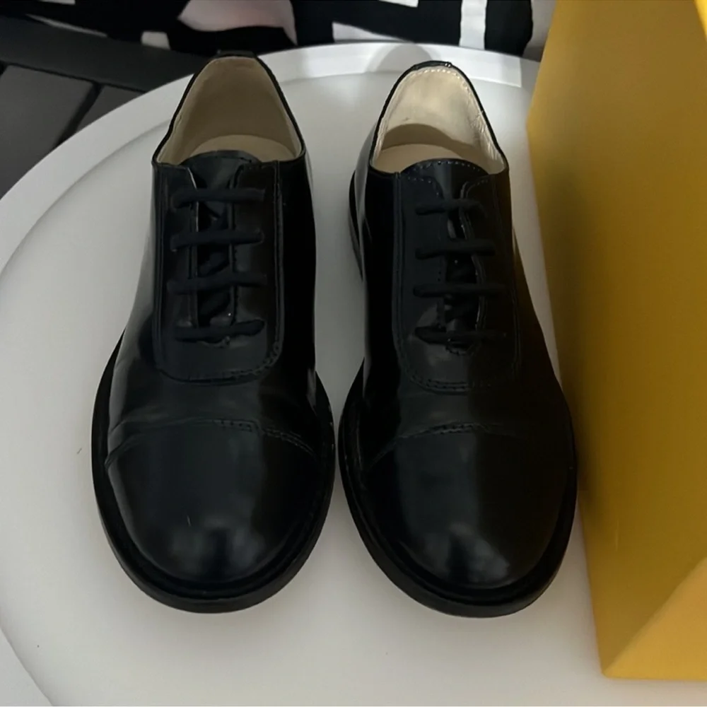 Authentic Fendi luxury designer dark navy blue Oxford derby dress shoes sz 13